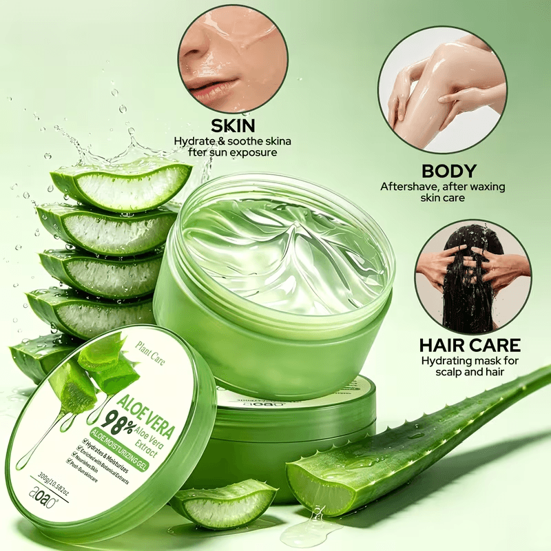 300ml/10.5fl.oz Aloe Vera Gel Ruumiin ja Kasvojen Hoitotuote Kuivuudesta, Karkeudesta Johansson Voide Lämminhoito####-3