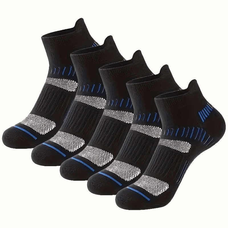 5 Paria Miesten Hengittäviä Nilkkasukkoja, Raidalliset Urheilulisät Juoksusukat Kaikkiin Vuodenaikoihin, Yksinkertainen Tyyli Ulkouintiliikuntaan, Koripallo, Juoksu-12