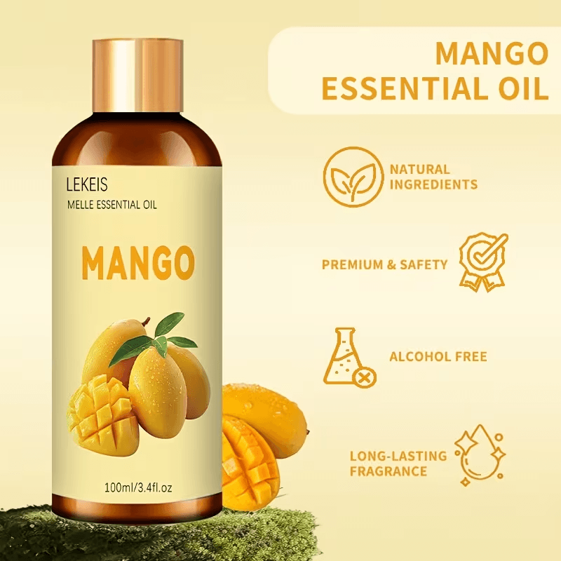 100ml/3.4fl.oz Mango Eeteriöljy, Korkealaatuinen Kasviperäinen Eetteriöljy, Sopii Ihon ja Hiusten Hoitoon, Kosteuttava ja Hydratoiva, Ihanteellinen Kropan Hierontaan-3