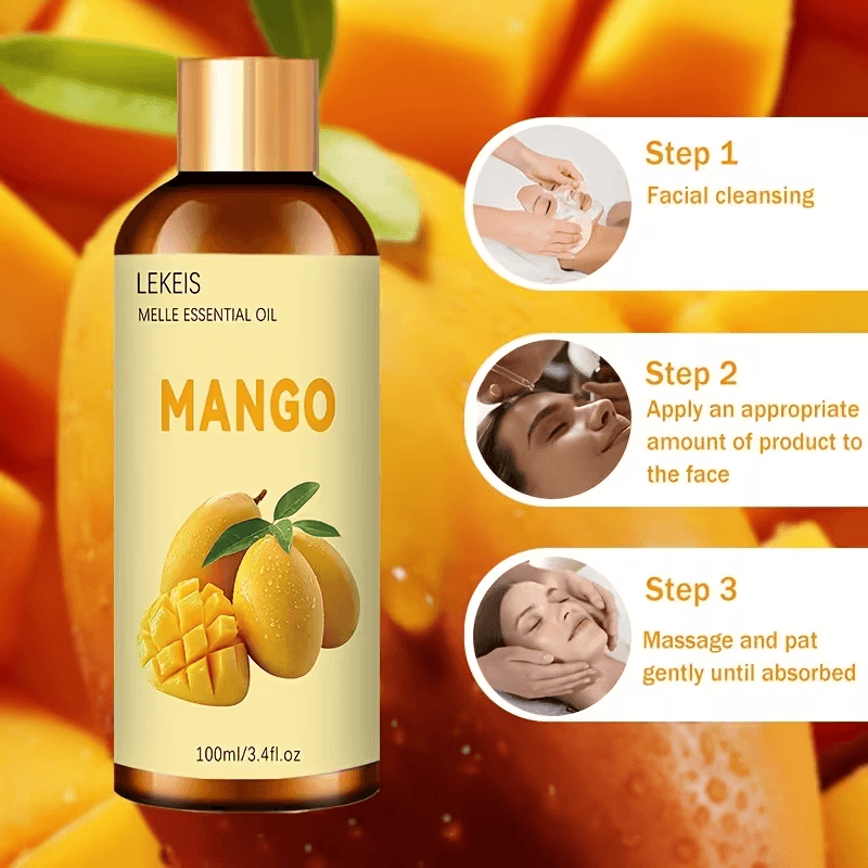 100ml/3.4fl.oz Mango Eeteriöljy, Korkealaatuinen Kasviperäinen Eetteriöljy, Sopii Ihon ja Hiusten Hoitoon, Kosteuttava ja Hydratoiva, Ihanteellinen Kropan Hierontaan-5