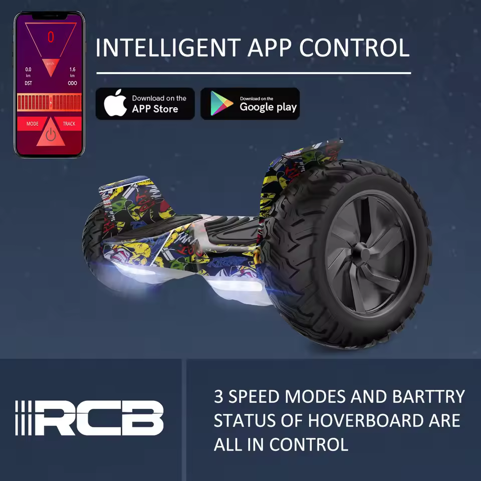 RCB Hoverboard 8,5 Zoll Selbstbalancierender Elektroroller, App-Steuerung, Bluetooth-Lautsprecher & LED-Lichter, Geschenk für Kinder-5
