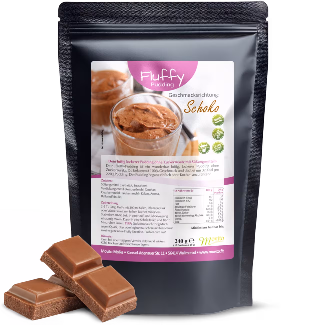 Chocolate Pudding Powder - Sugar-Free Instant Pudding Without Cooking for Easy Mixing-1
