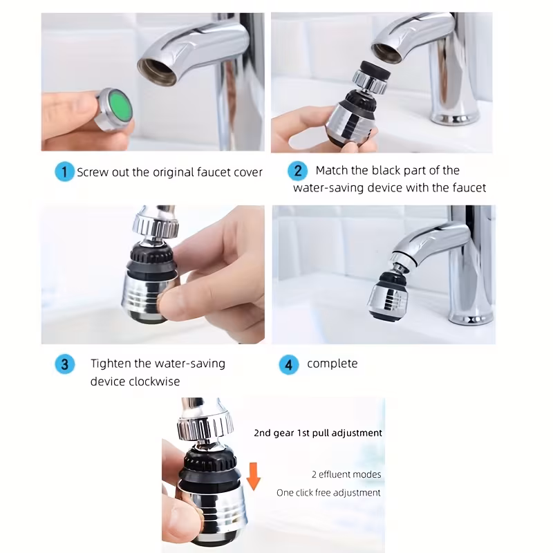 1pc Faucet Splash-Reducing Aerator Spray Head with Water-Saving Dual Spray Modes (Stream Spray), Adjustable Anti-Splash Design, Fit for Kitchen Sinks, Durab-6